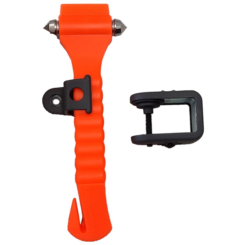 LEINA-WERKE emergency hammer with seatbelt cutter, orange